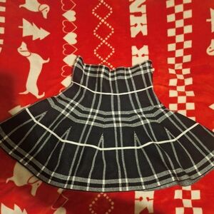 Black Plaid High-Waist Circle Skirt